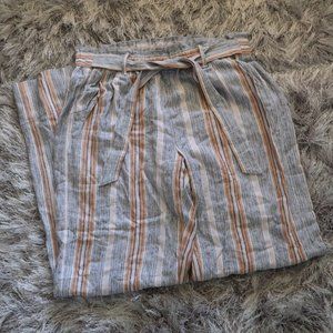 Jolt Crepe Striped Tie Waist Pants Size L